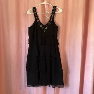 Chic Black Mini Dress with Embellishments